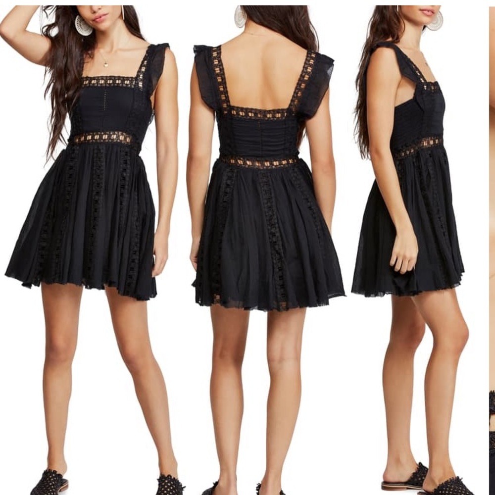 Free People Verona Lace Trim Mini Dress